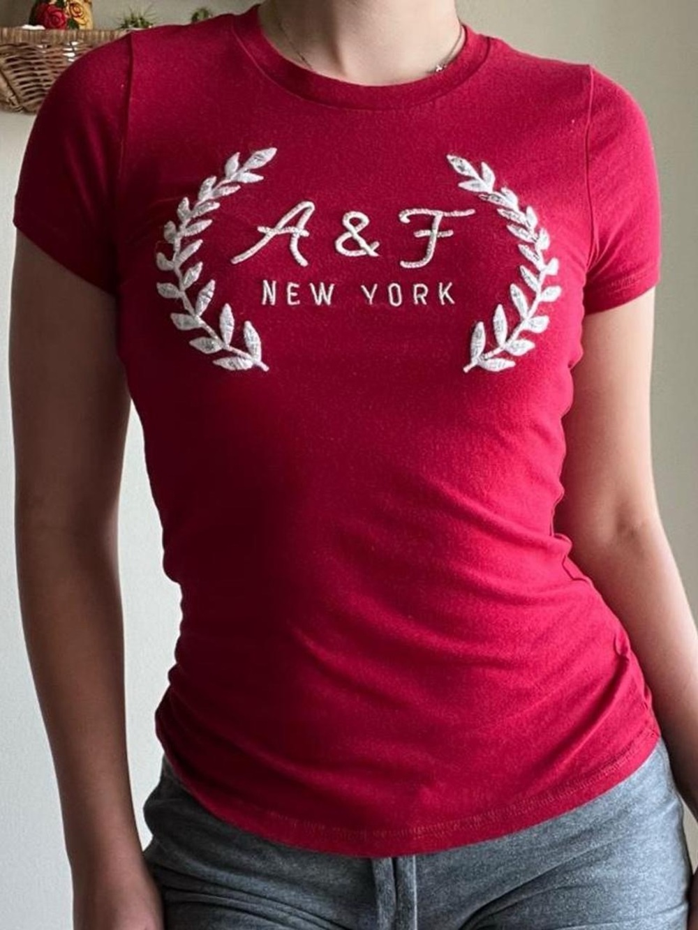 Y2K 2000s Abercrombie & Fitch Red Baby Tee XS